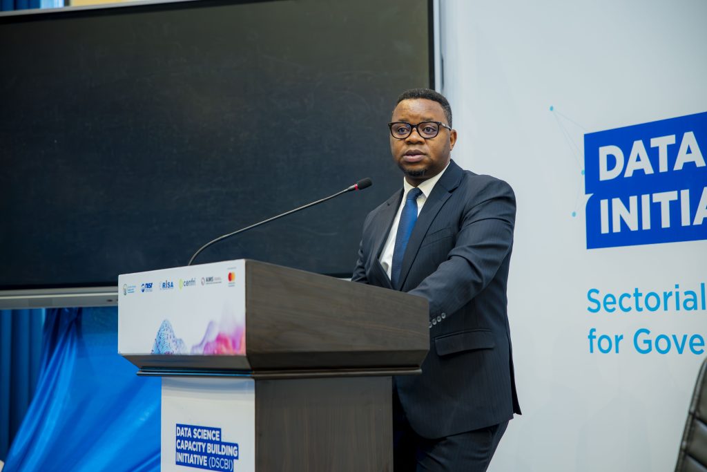 Iradukunda Yves, PS for the Ministry of ICT, addresing the audience